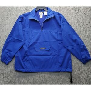 Danskin Rain Jacket Mens S/M Blue Drawcord‎ Adjustable Elastic Cuff Quarter Zip